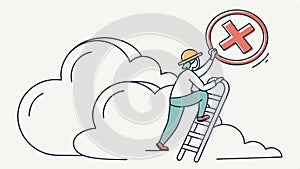 Person removing from cloud, data deletion in cloud service vector design Generative AI photo