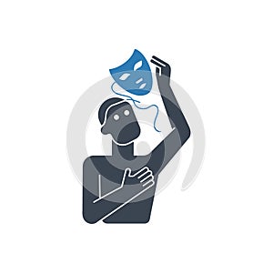 Person removing mask icon