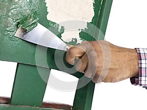 Person removing paint