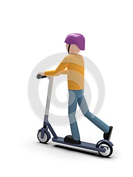 Person riding an electric scooter, 3D illustration