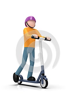 Person riding an electric scooter, 3D illustration