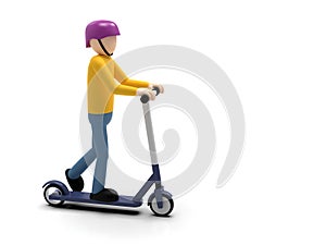 Person riding an electric scooter, 3D illustration