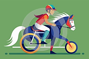 A person riding a horse on a track, showcasing athleticism and horsemanship skills, Paralympic equestrian Customizable Semi Flat photo