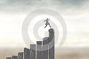 Person running fast to successfully reach the top photo