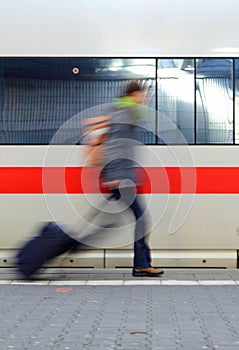 Person Rushing For Train