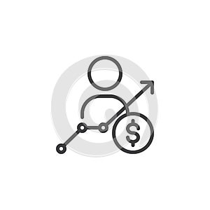 Person Salary growth outline icon