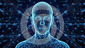 person with a scanned face, created by artificial intelligence photo