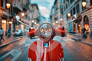 person on a scooter in the crowded streets of Roma