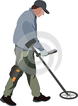 Person searching for metals with metal detector-