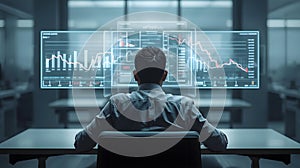 Futuristic technology interface with data analytics and artificial intelligence