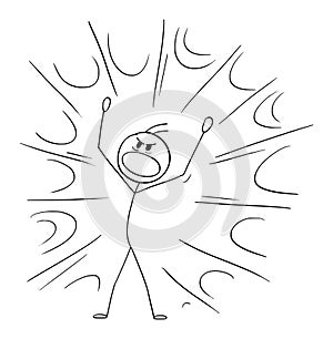 Person Showing Anger or frustration, Vector Cartoon Stick Figure Illustration