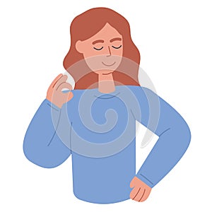 Person shows the Okay gesture, hands and fingers ok sign, the international sign of consent or satisfaction, all right concept