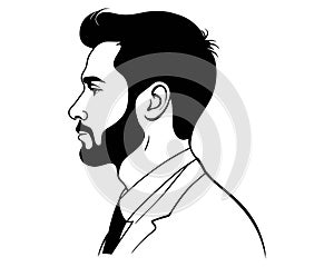 person side face, bearded man, stylish haircut, barber, hair salon, handsome man