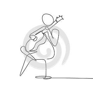 Person sing a song with acoustic classical guitar continuous one line art drawing vector illustration minimalist design