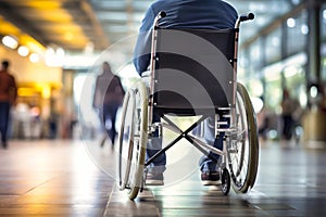 Person Sitting in Wheelchair on Tiled Floor