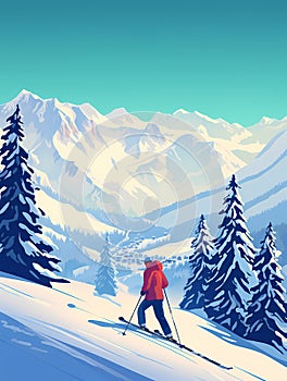 Person Skiing On A Snowy Mountain