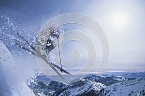Person On Skis Jumping Over Slope