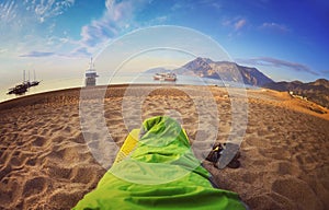 Person sleeping on beach,Cirali