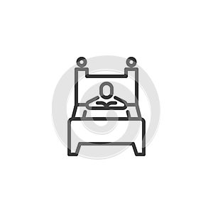 Person sleeping in bed line icon