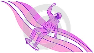 Person Sliding Down a Wave, vector design Generative AI