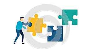 Person Solving Puzzle Vector, Problem Solving Teamwork Concept Art vector design Generative AI