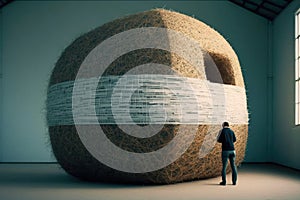 person, sorting through large volume of data to find the needle in the haystack