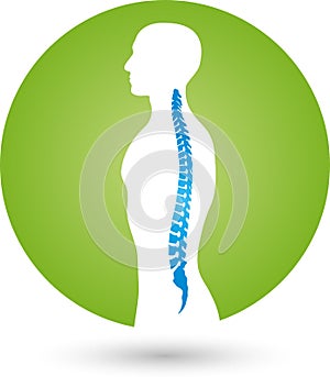 Person and spine, colored, orthopedic and physiotherapy logo photo