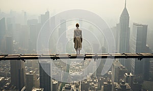 Person Standing on Top of Tall Building