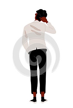 Person standing turned backside vector