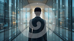 Futuristic technology interface with data analytics and artificial intelligence