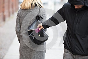 Person Stealing Purse From Handbag photo