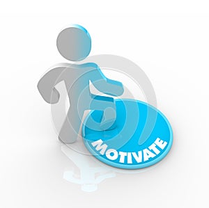 Person Stepping Onto Motivate Button