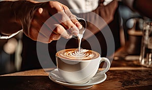 Person Stirring Coffee With Spoon