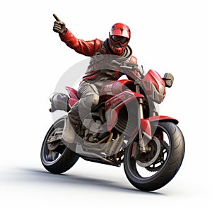 Red Motorcycle Game Character: Zbrush Style With Hip-hop Flair photo