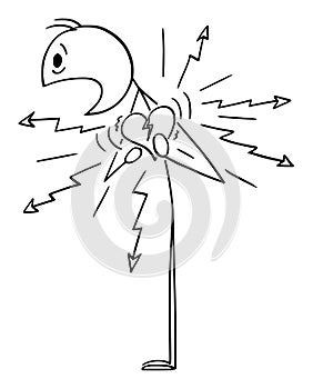 Person Suffering Chest Pain, Having Heart Attack, Vector Cartoon Stick Figure Illustration