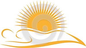 Person and sun, tanning and solarium logo