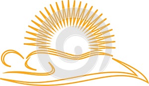 Person and sun, tanning and solarium logo