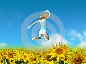 Person in Sunflower Field