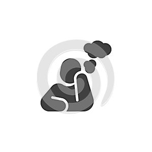Person with a thinking cloud vector icon