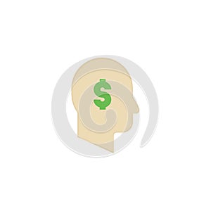 A person thinks of money. Vector illustration. EPS 10.