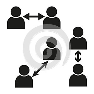 Person-to-person interaction icons. Communication and exchange concept. Vector illustration. EPS 10.