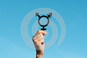 Person with a transgender symbol