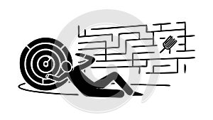 Person Trapped in Maze, Mental Challenge and Problem Solving, vector design Generative AI