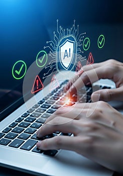 AI Powered Cybersecurity Protecting Digital Information on a Laptop