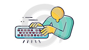 Person Typing at Computer, Focused Digital Work, vector design Generative AI