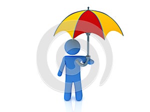 Person and umbrella