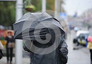 The person under an umbrella