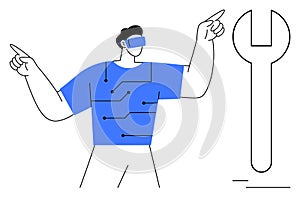 Person Using Augmented Reality Technology with Tool Representation