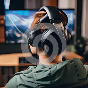 A person using a brainwave headset to control a video game1 photo