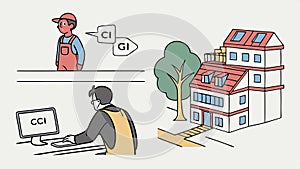 Person using computer, office work, digital technology and modern workspace vector design Generative AI